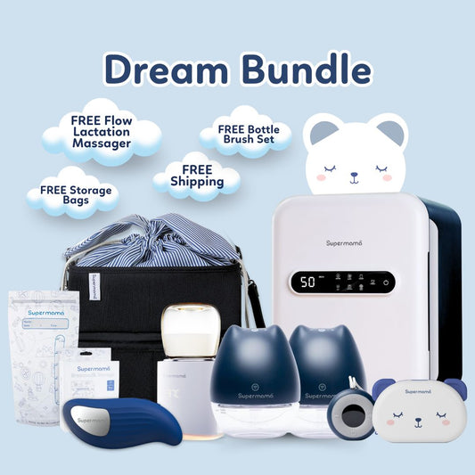 Supermama Dream Bundle | FREE Flow Lactation Massager + Bottle Brush Set + Milk Storage Bags